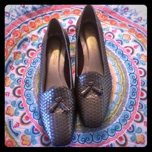 Bronze tassel loafers — worn once!